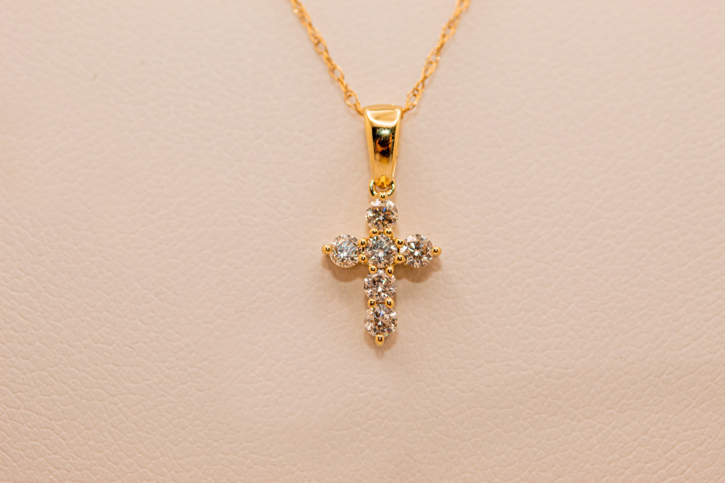 14K Gold Mini Diamond Cross Necklace