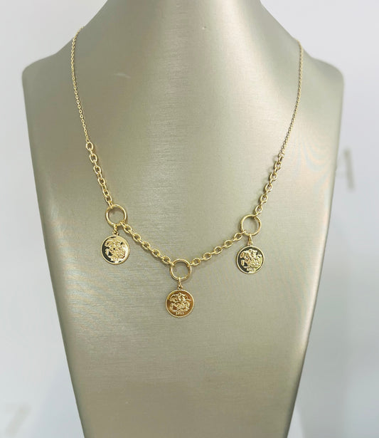 18K Gold Coin Charm Necklace