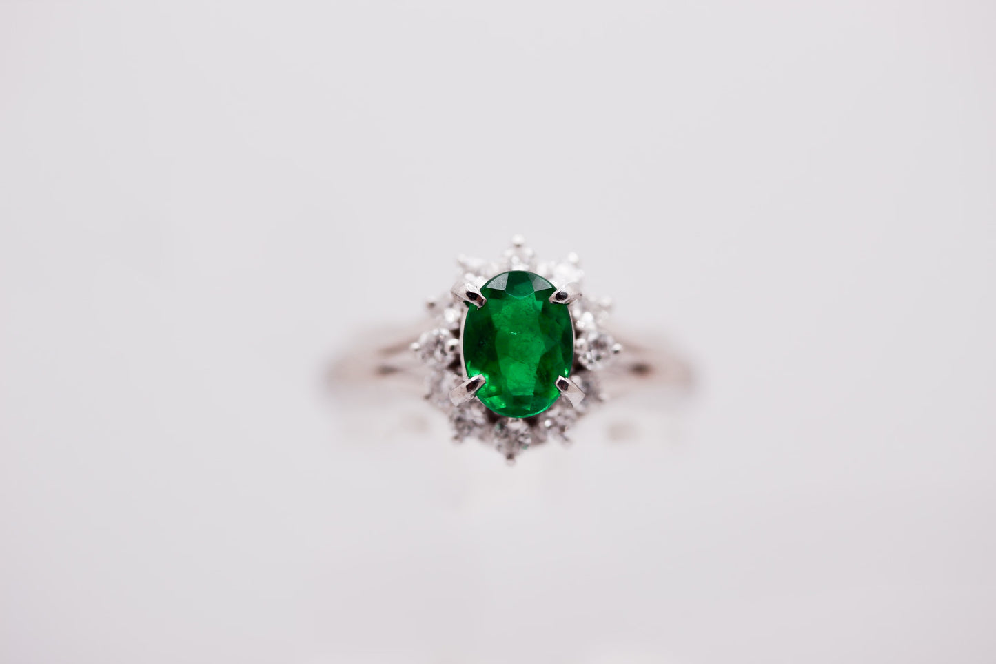 Platinum Emerald And Diamond Ring