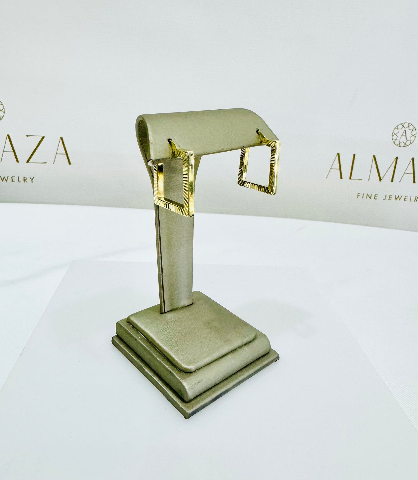 14k Gold Square Earrings
