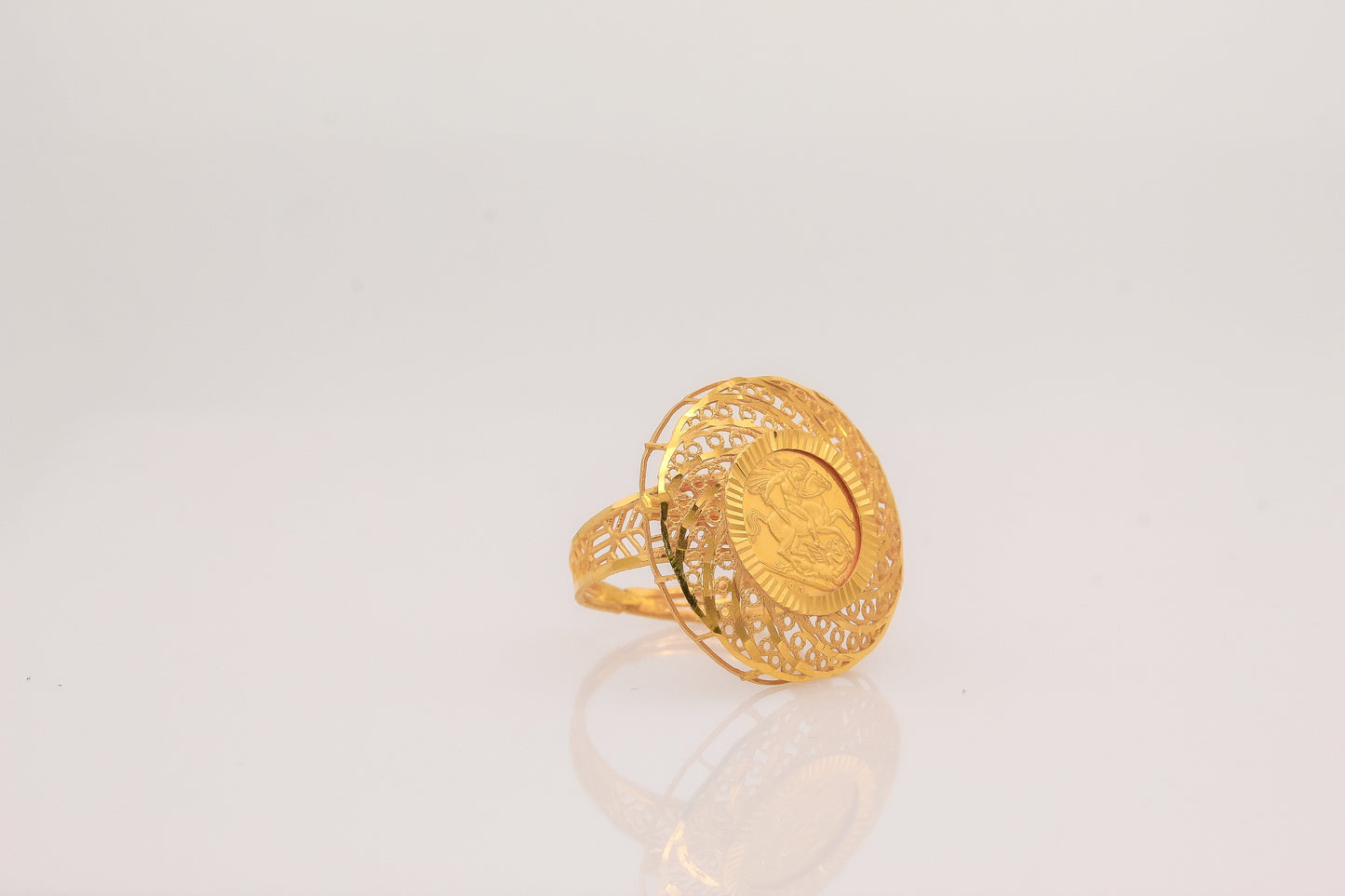 21K Gold English Coin Ring