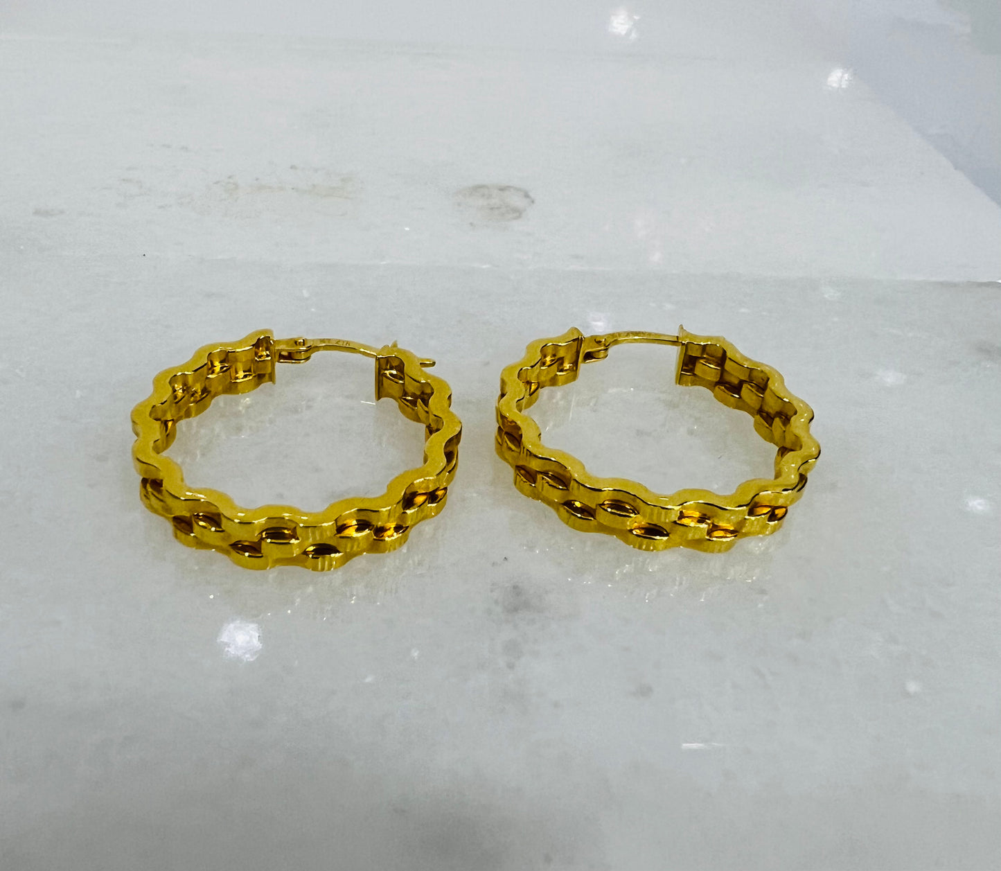 21k Gold Weaved Hoop Earrings