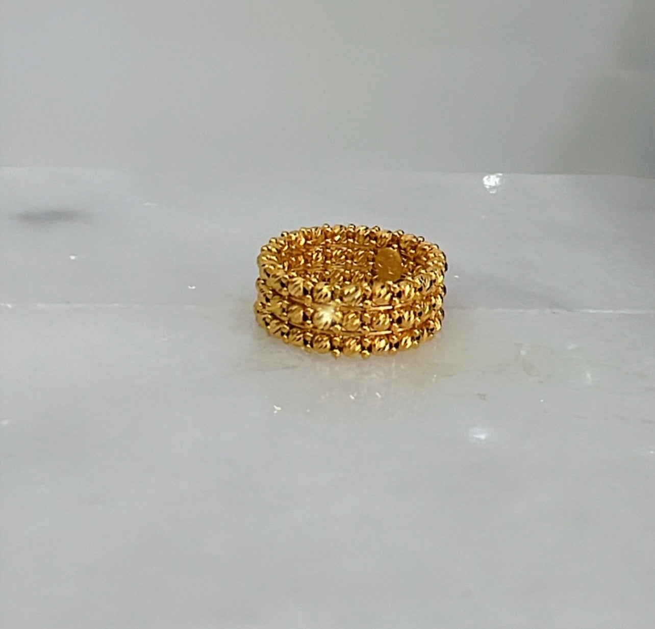 21K Gold Himo Triple Row Bead Ring