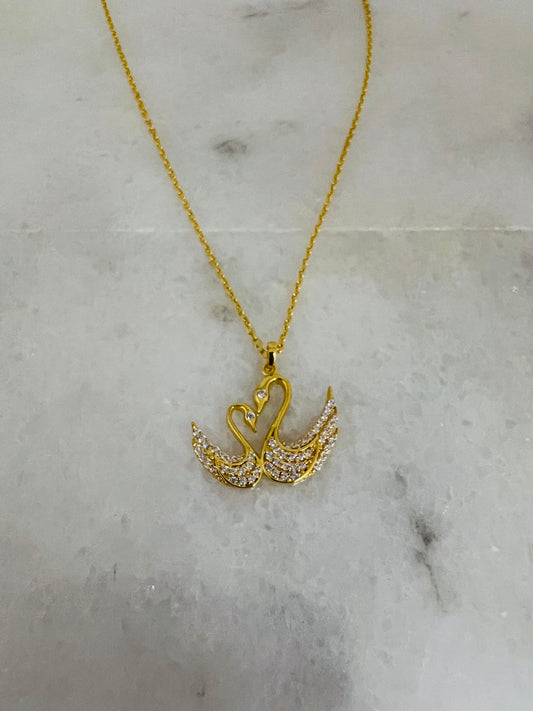 21K Gold Swans Necklace