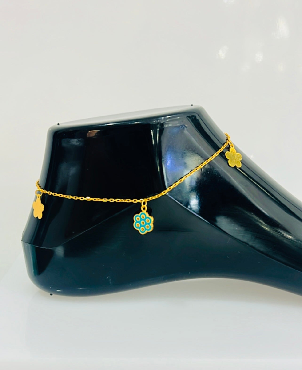 21k Gold blue Flower Anklet