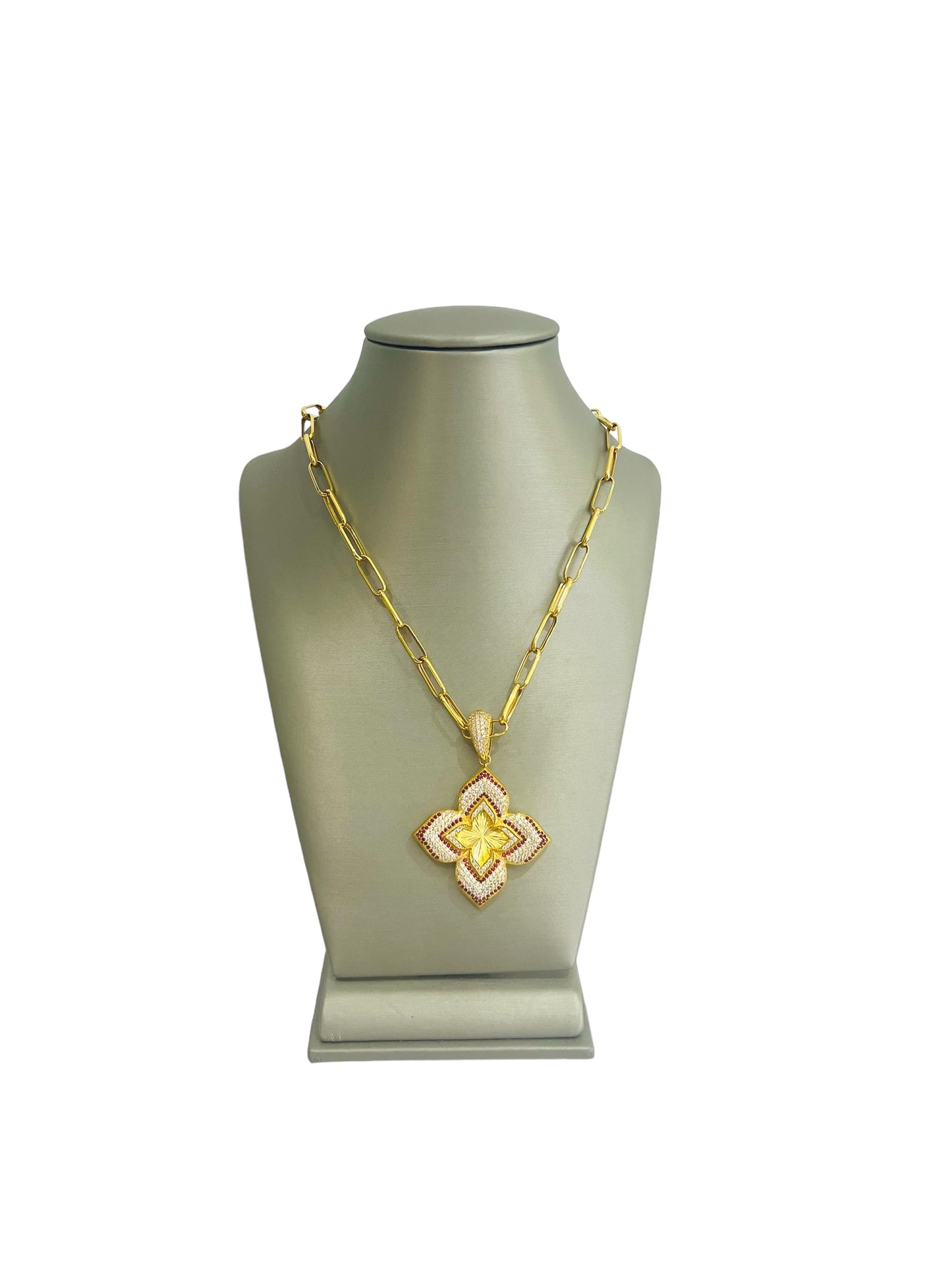 21K Gold Flower Clip Necklace