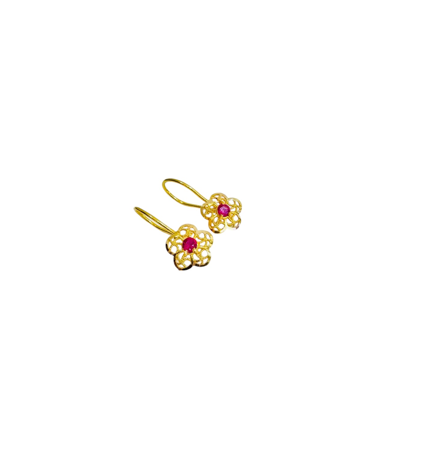21K Gold Flower Earrings