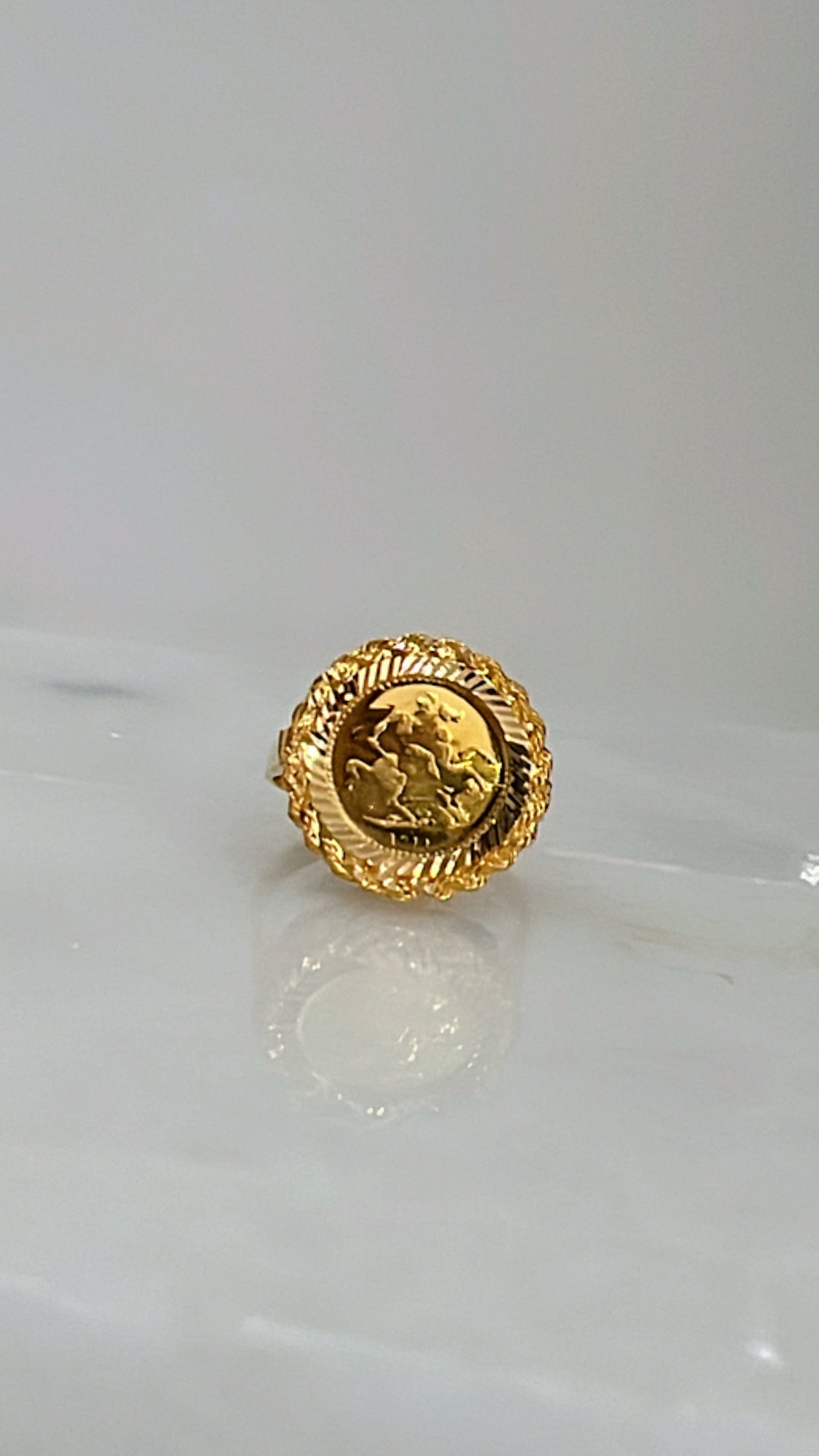 21K Gold English Coin Ring