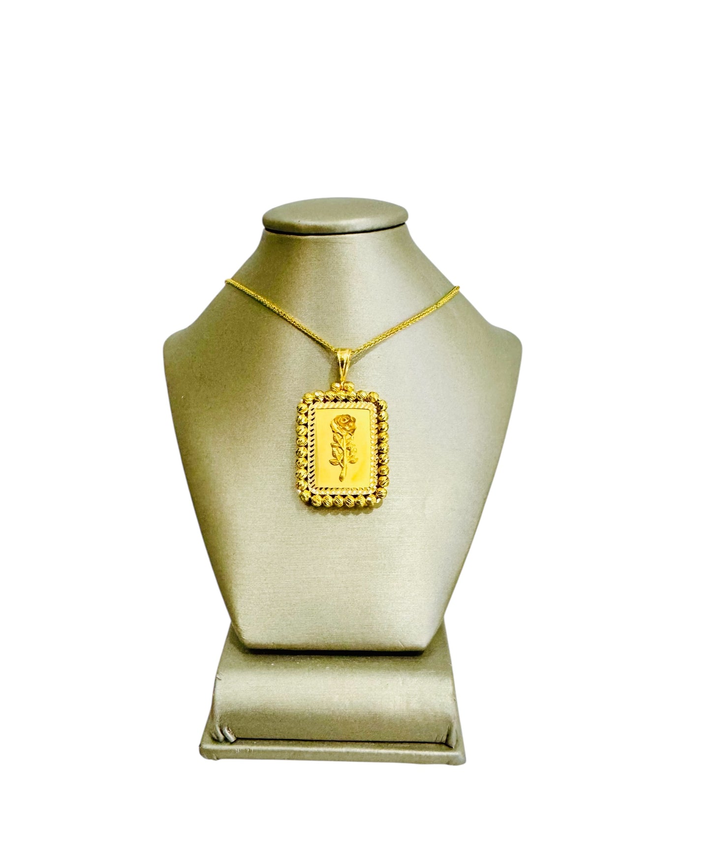 21K Gold Square Himo Rose Pendant