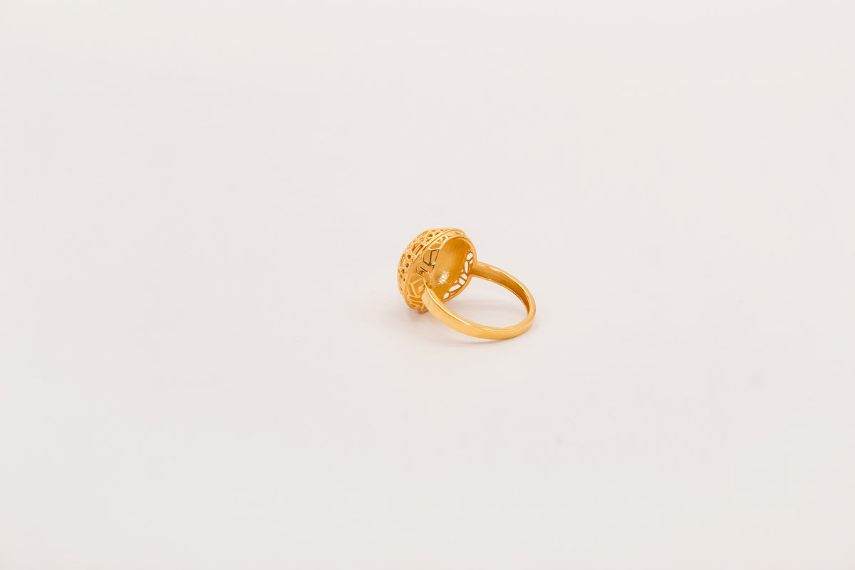 21K Gold Round Ring, view 3