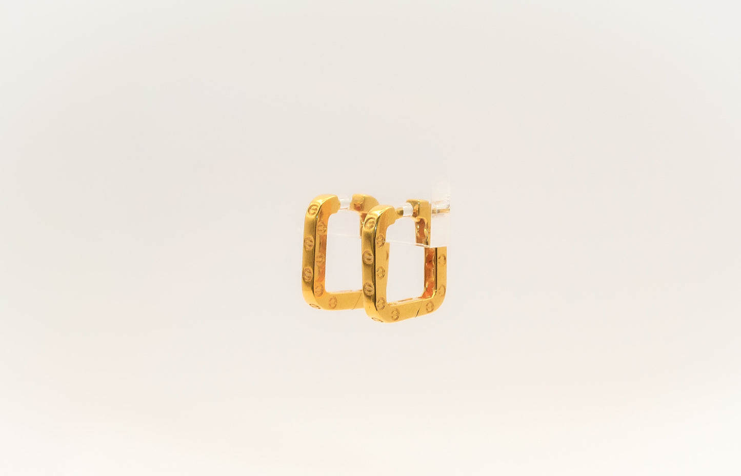 21K Gold Square Mini Huggies Earrings