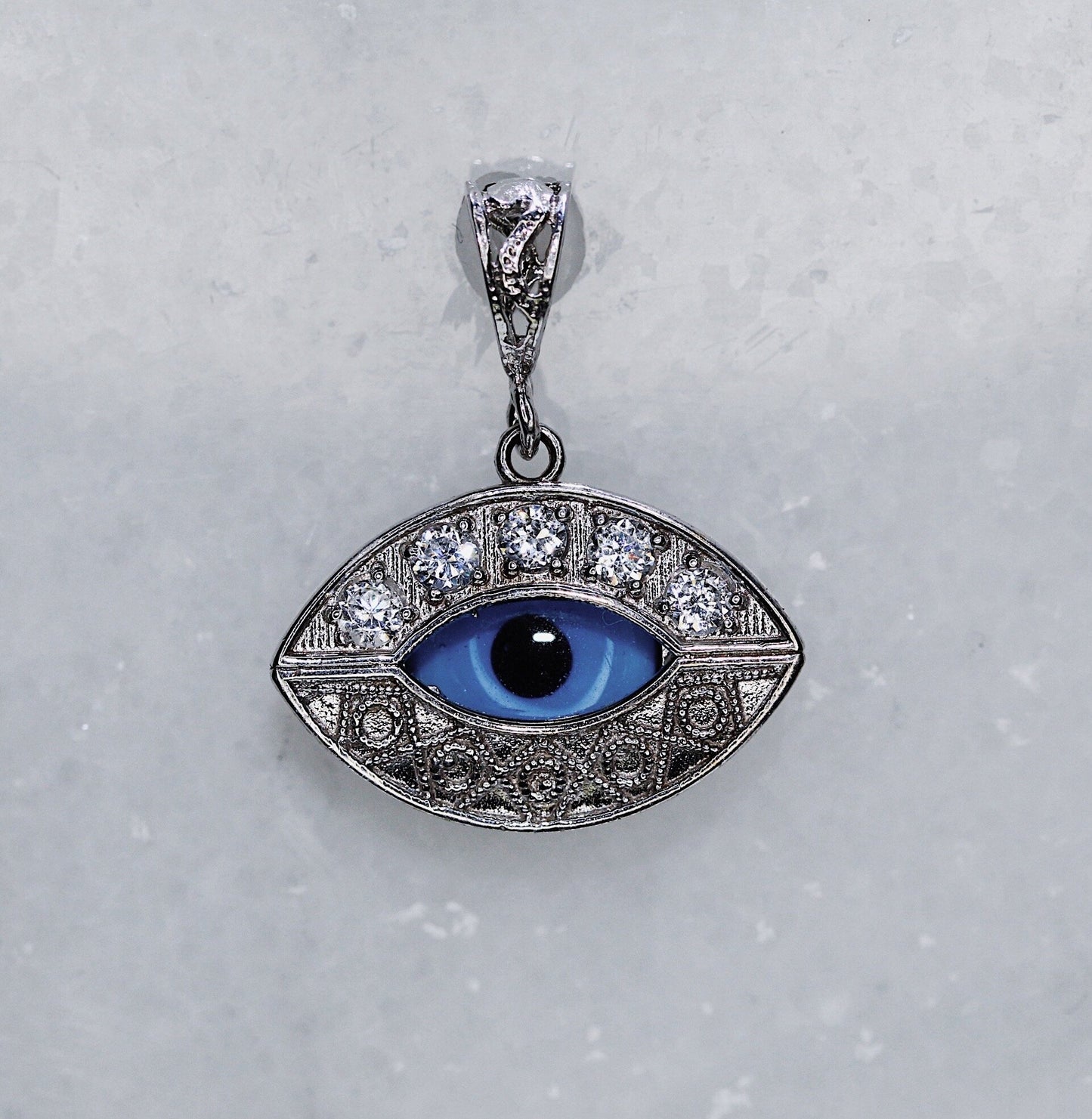 18K White Gold Evil Eye Pendant
