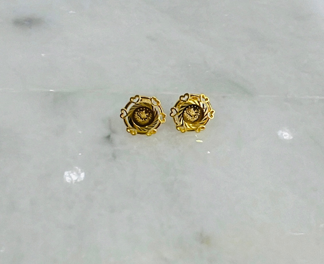 21K Gold Mini Post Coin Earrings