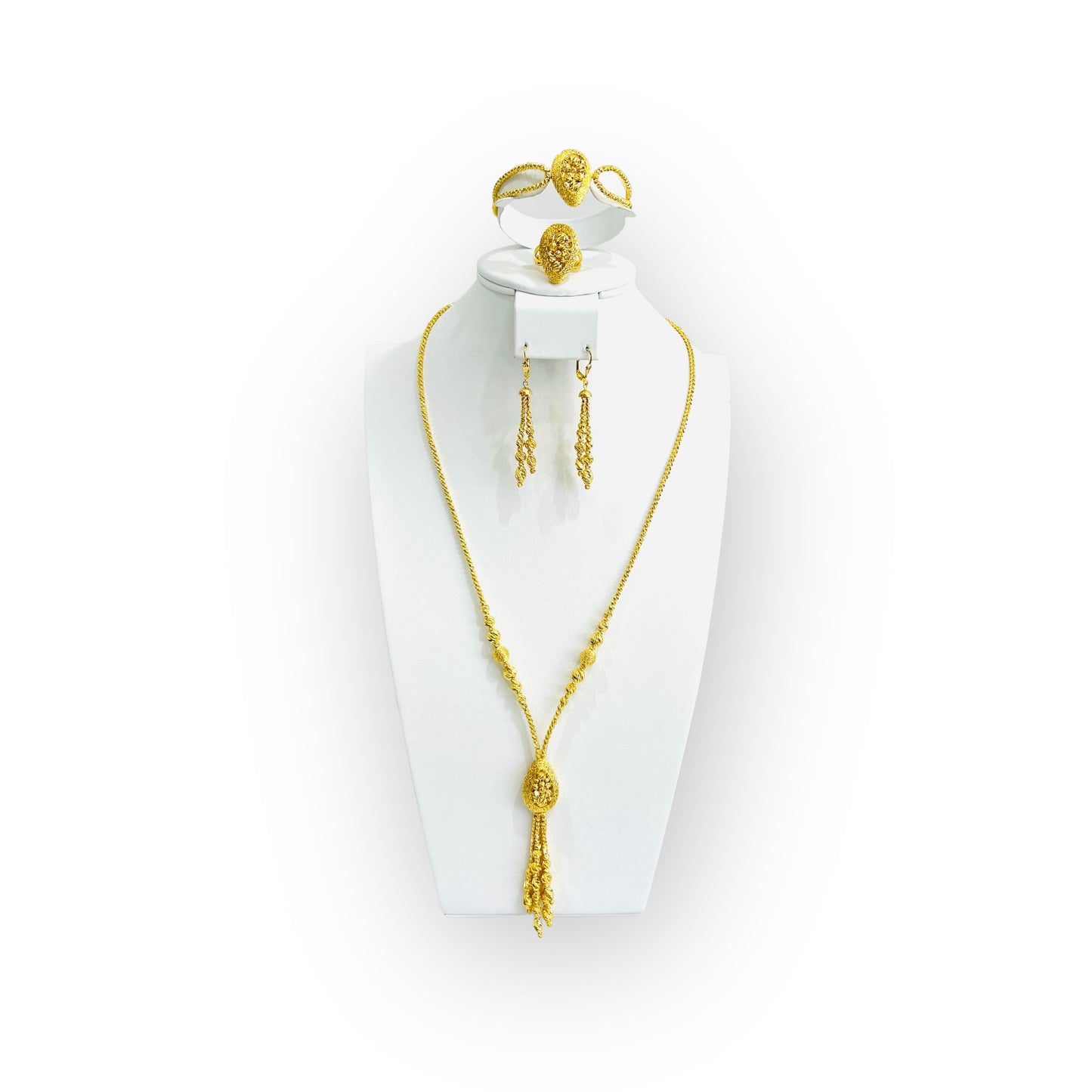 21K Gold Tear Drop Beaded Set