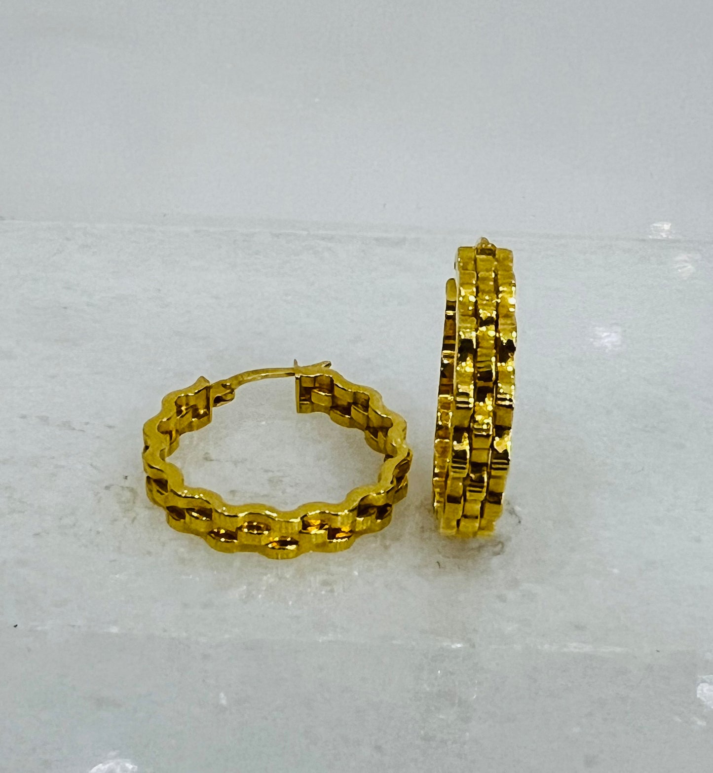 21k Gold Weaved Hoop Earrings