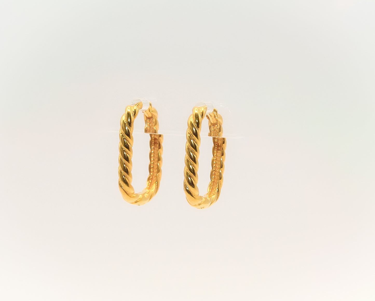 21K Gold Mini Rectangular Huggies Earrings