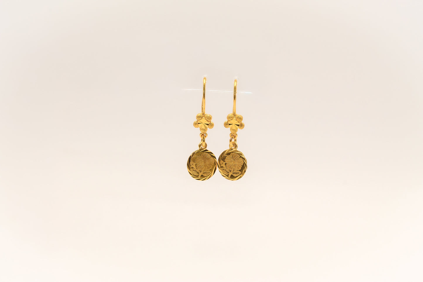 21K Gold Mini Coin Flower Earrings