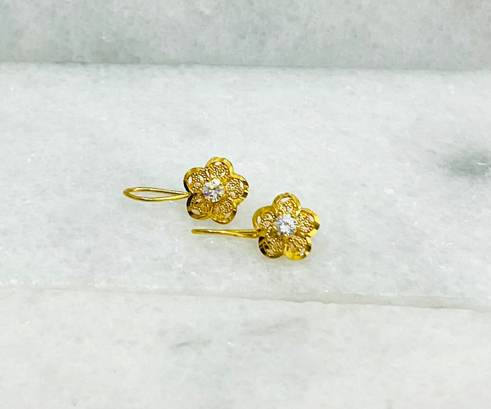 21K Gold Flower Earrings