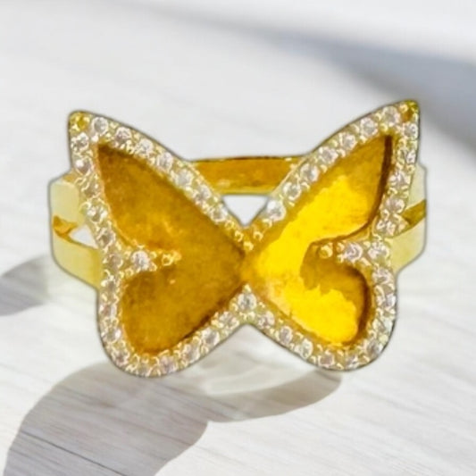 21K Gold Studded Butterfly Ring