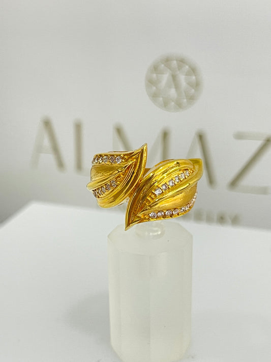 21K Gold Leaf Ring