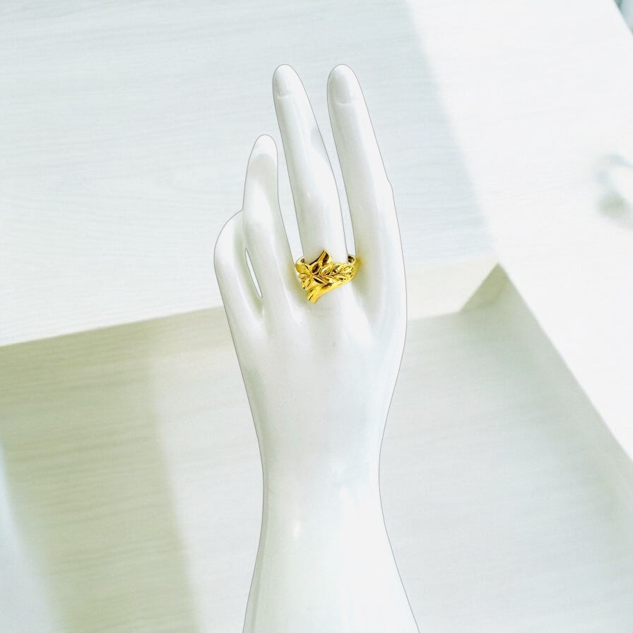21K Gold Leaf Ring