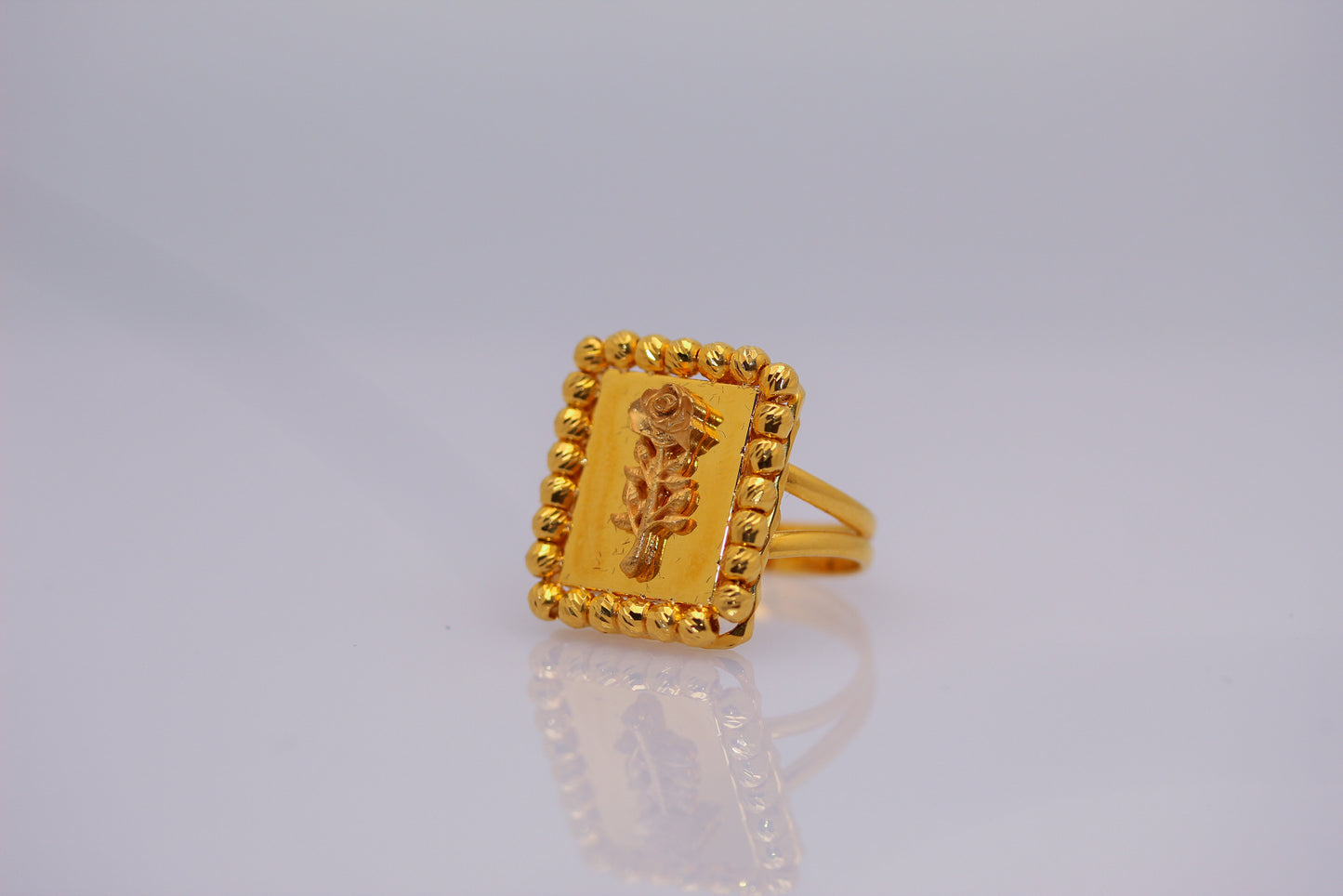 21K Gold Himo Square Rose Ring