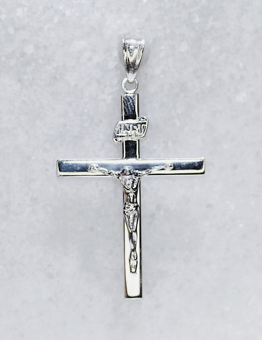 18K White Gold Cross Pendent