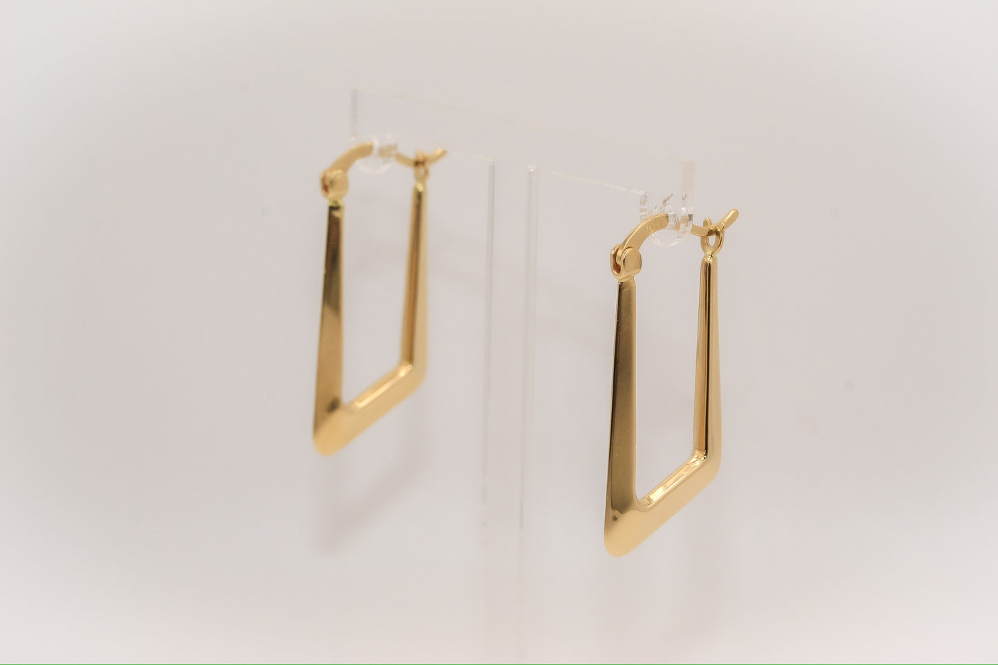18K Gold Rectangle Hoop Earrings