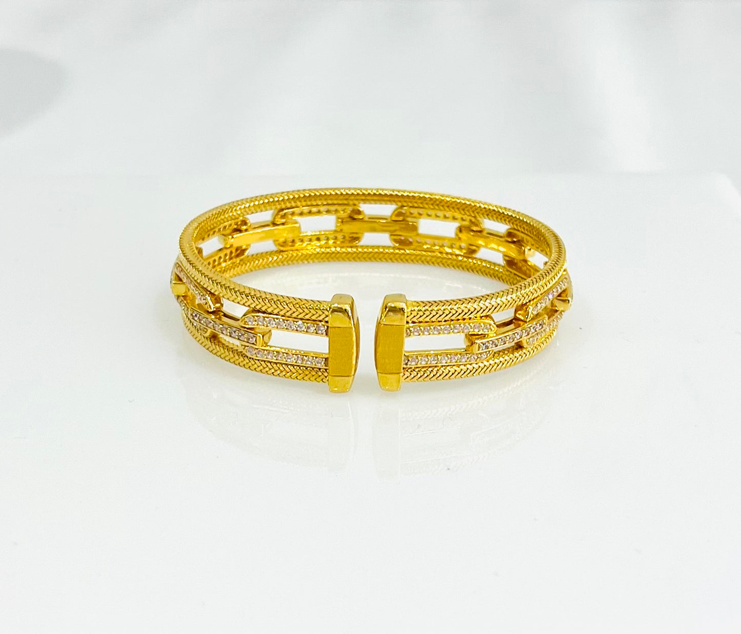 21K Gold Himo Link Cuff Bracelet