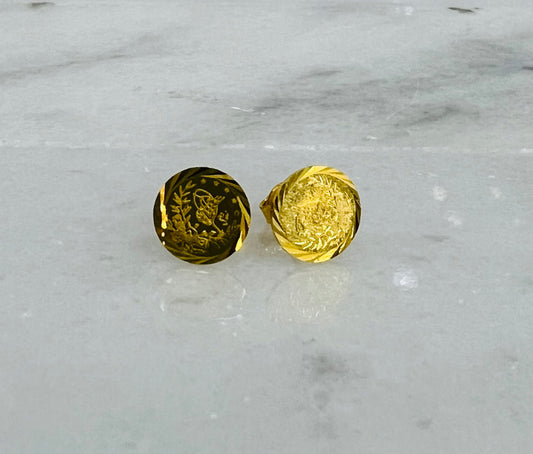 21K Gold Small Turkish Coin Post Earrings