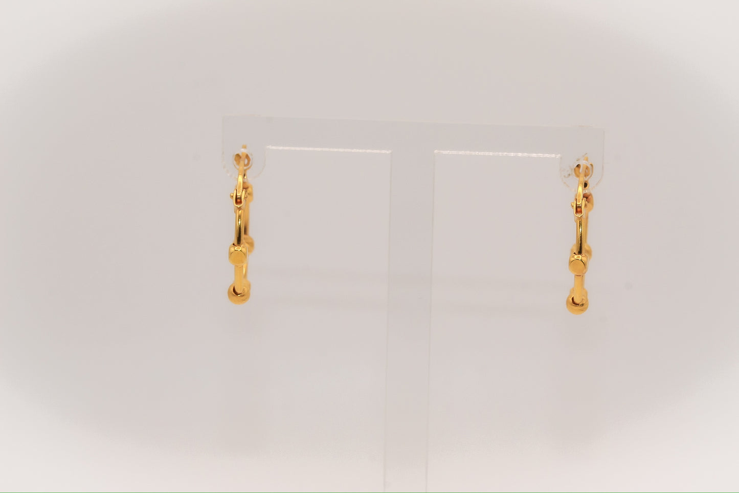 21K Gold Small Beaded Hoop Earrings