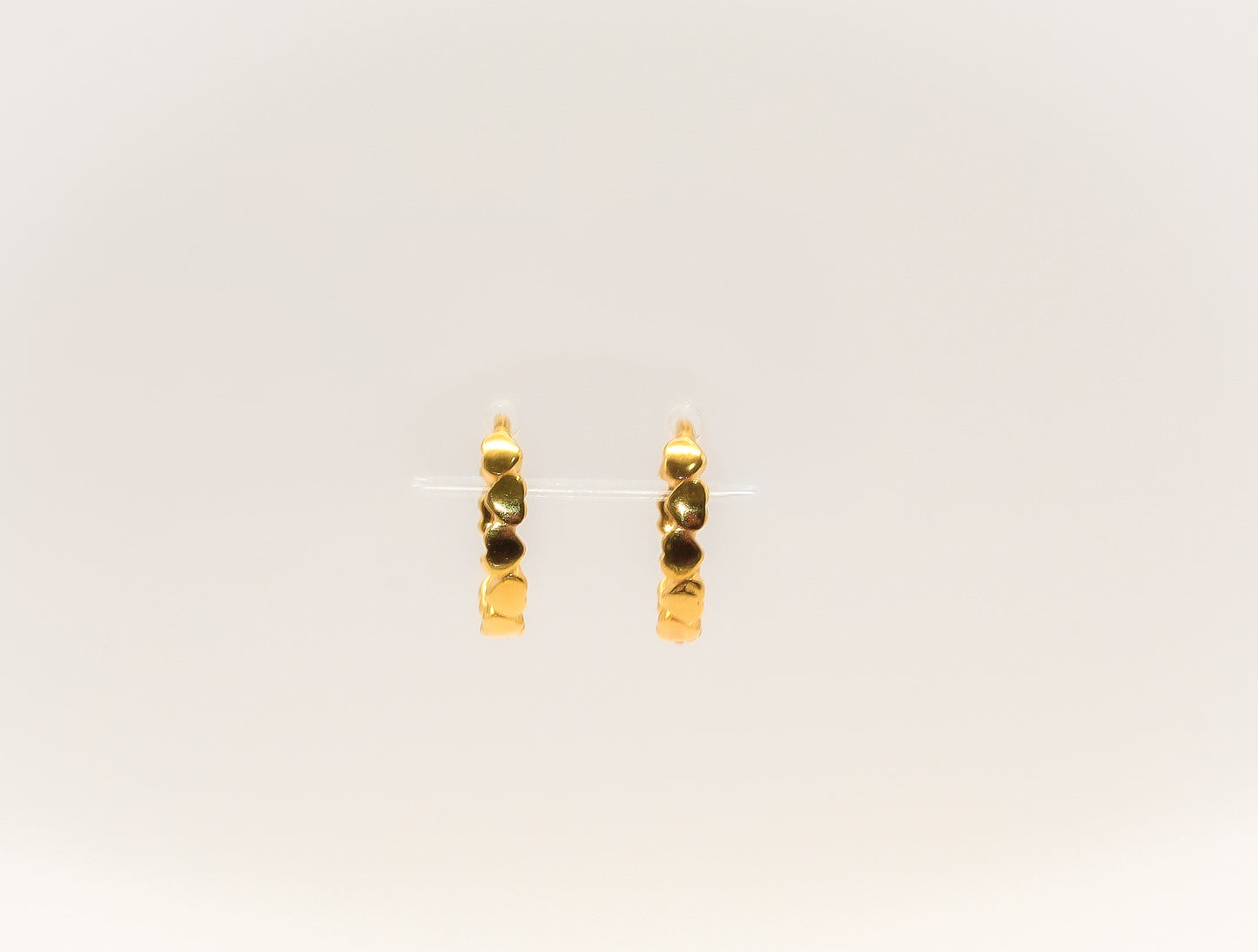 21K Gold Kids Mini Heart Huggies Earrings