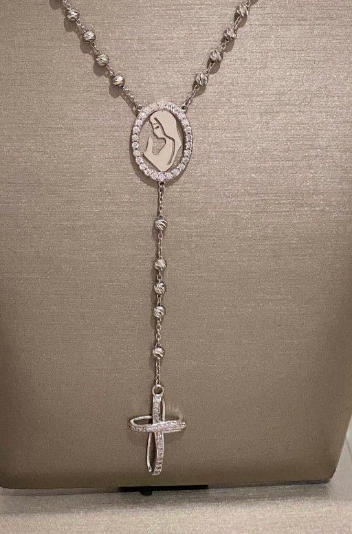 18K White Gold Rosary