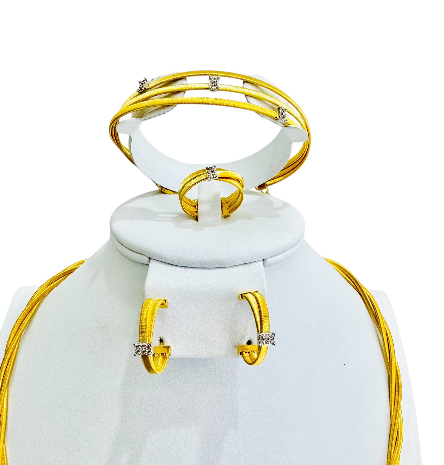 21K Gold Simple Twisted Engagement Set