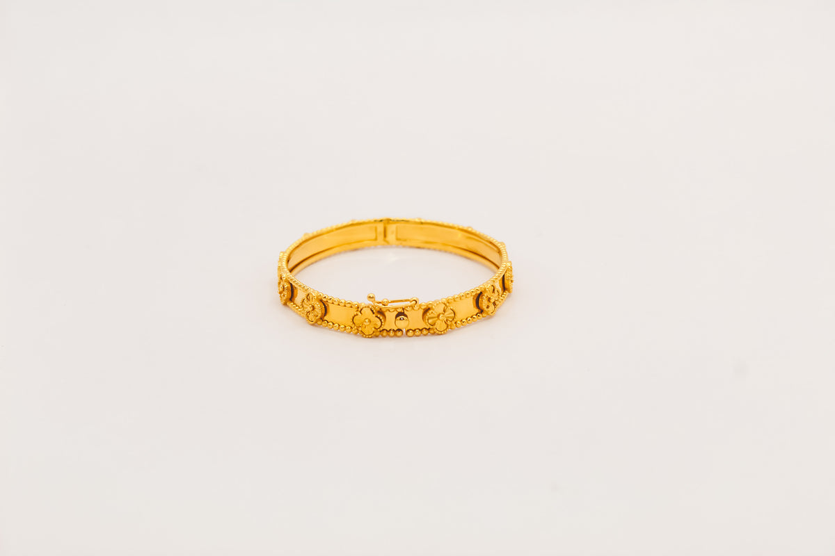 21K Gold Flower Bangle Bracelet
