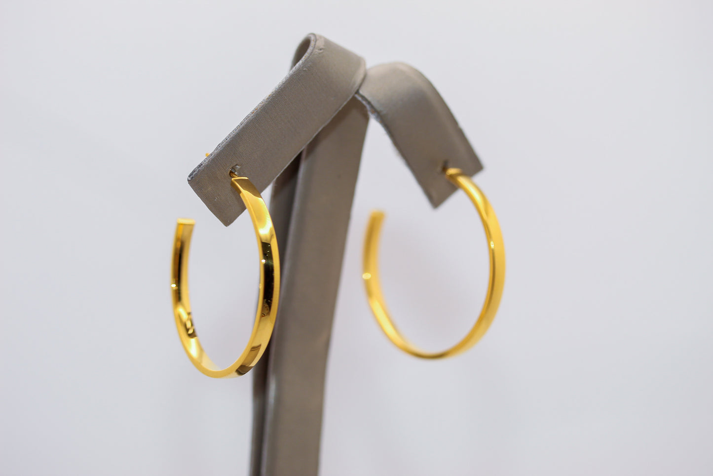 21K Gold Post Hoop Earrings
