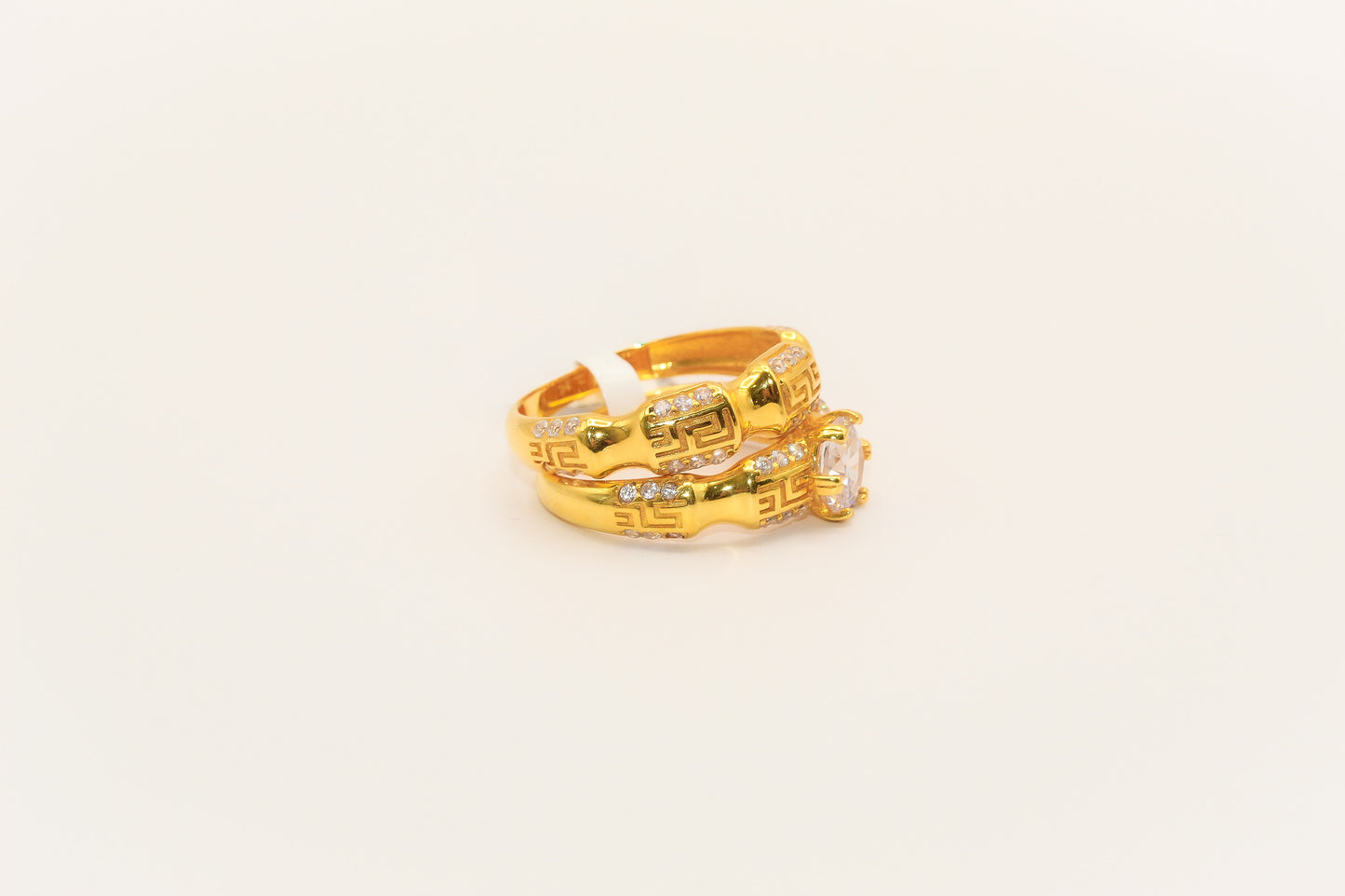 21K Gold Solitaire Wedding Ring Set