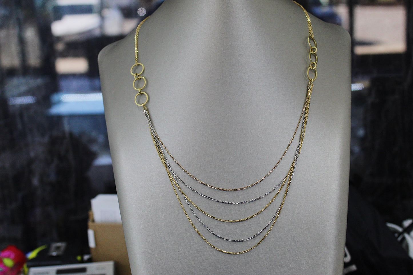 14K Gold Trio Tone Layered Necklace