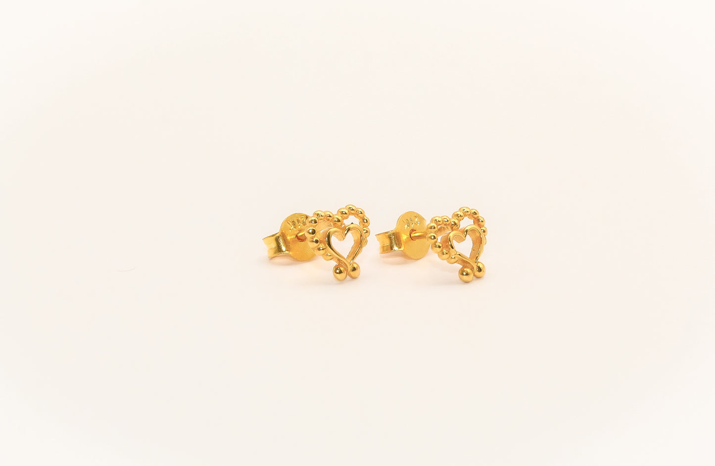 21K Gold Double Heart Kids Earrings