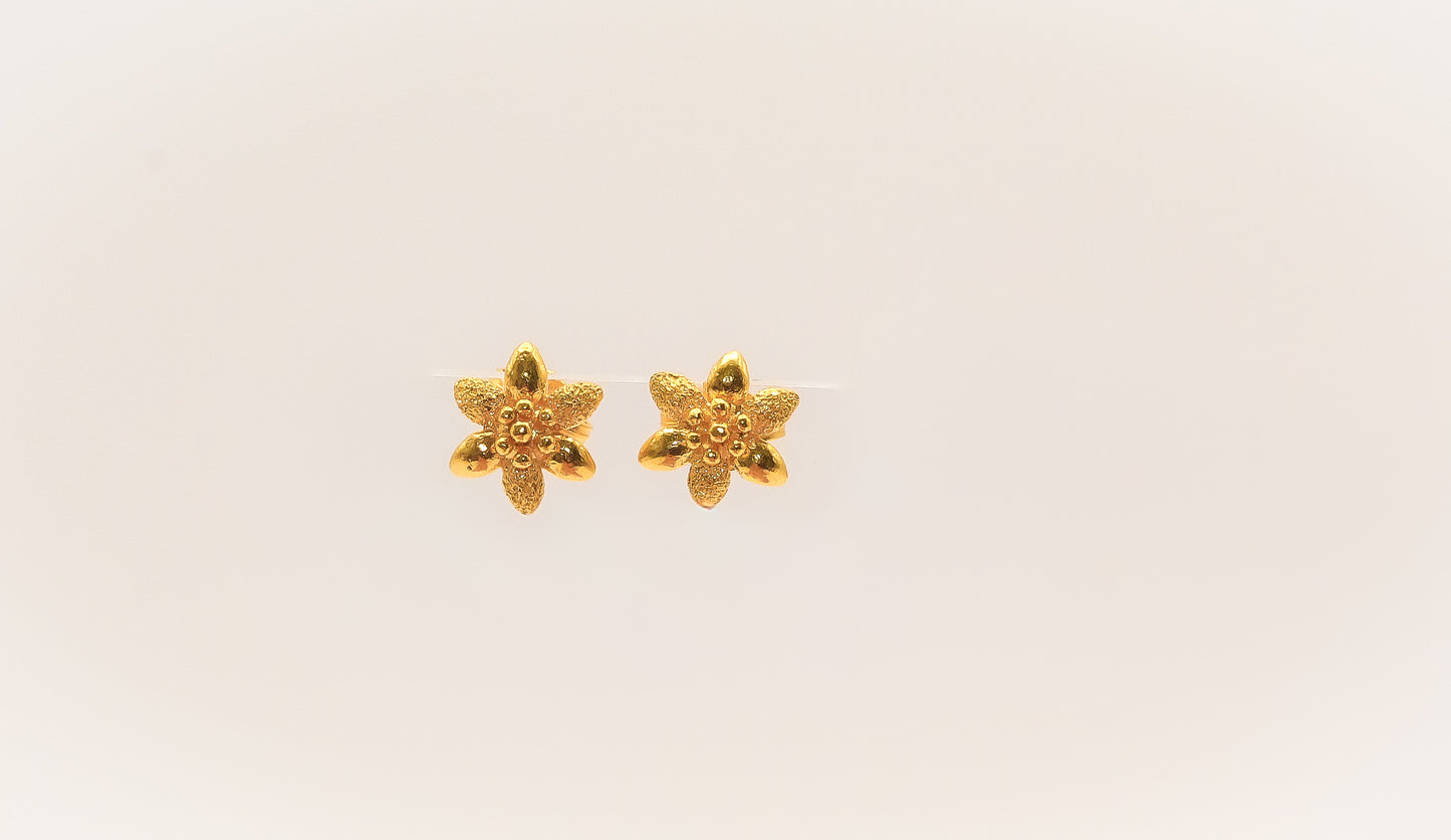 21K Gold Kids Mini Flower Post Earrings