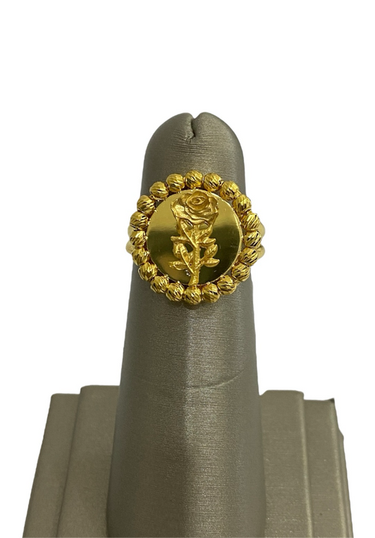 21K Gold Round Rose Himo Ring