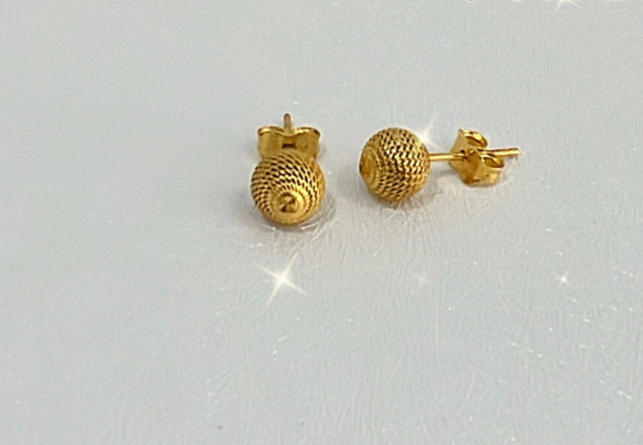 21K Gold Ball Post Earrings