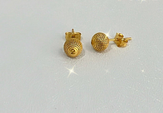 21K Gold Ball Post Earrings