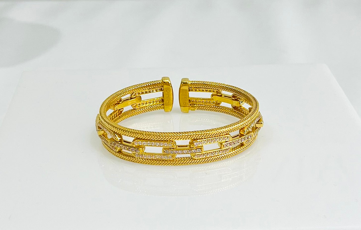 21K Gold Himo Link Cuff Bracelet