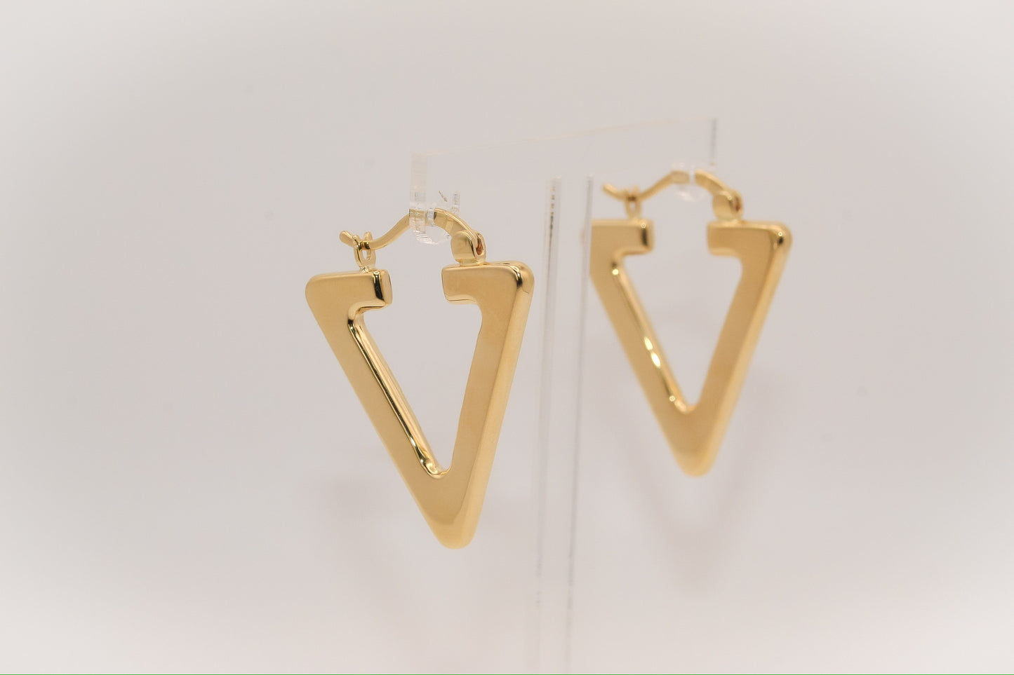 18K Gold Triangle Hoop Earrings