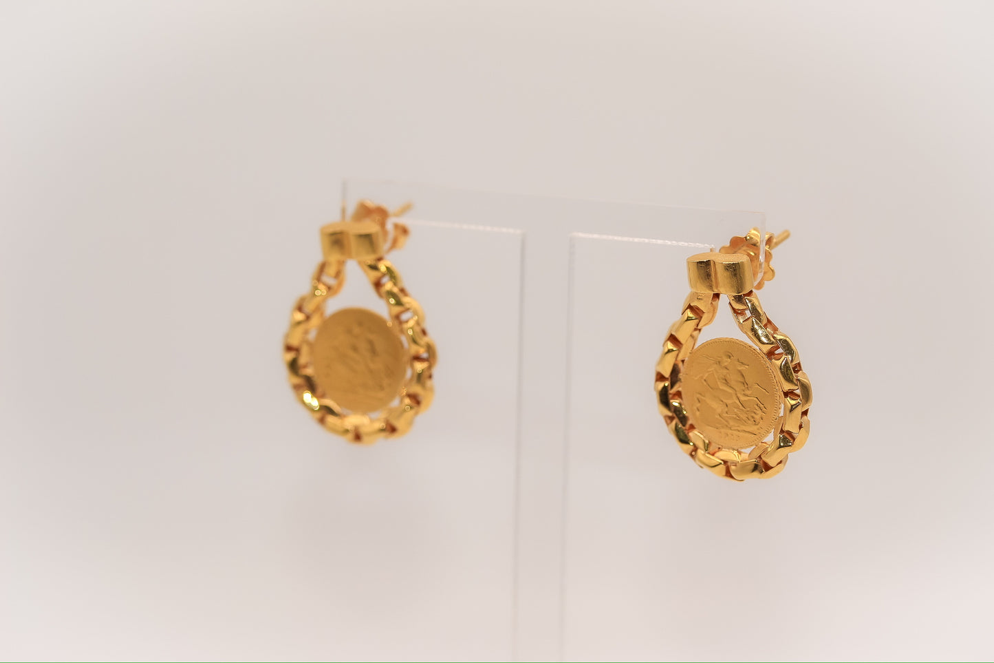 21K Gold Himo Coin Earrings