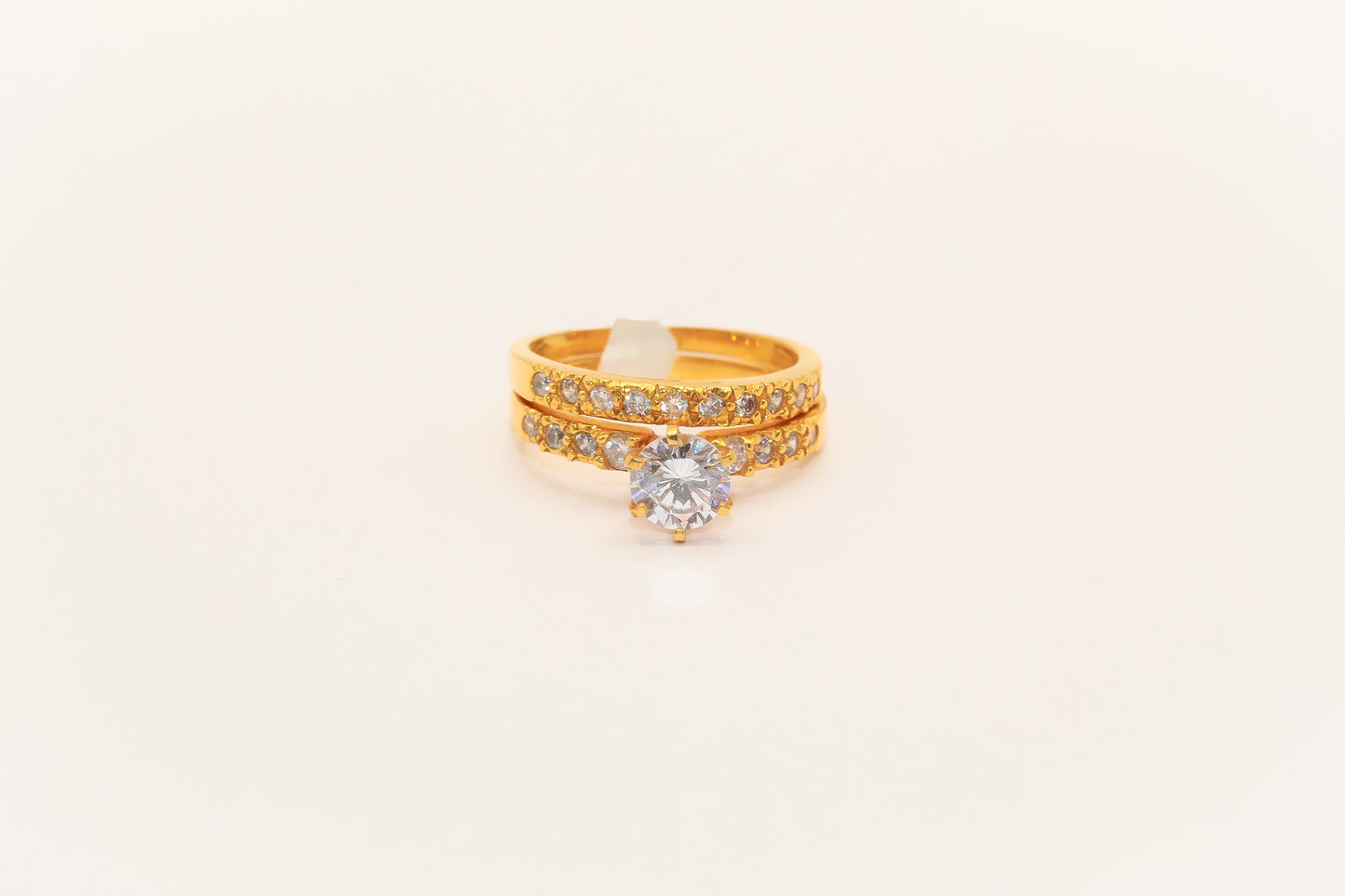 21K Gold Solitaire Wedding Ring Set