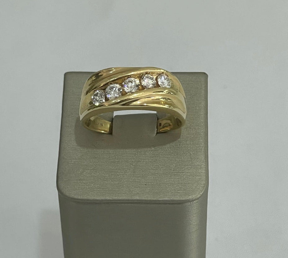14K Gold Diamond Mens Ring