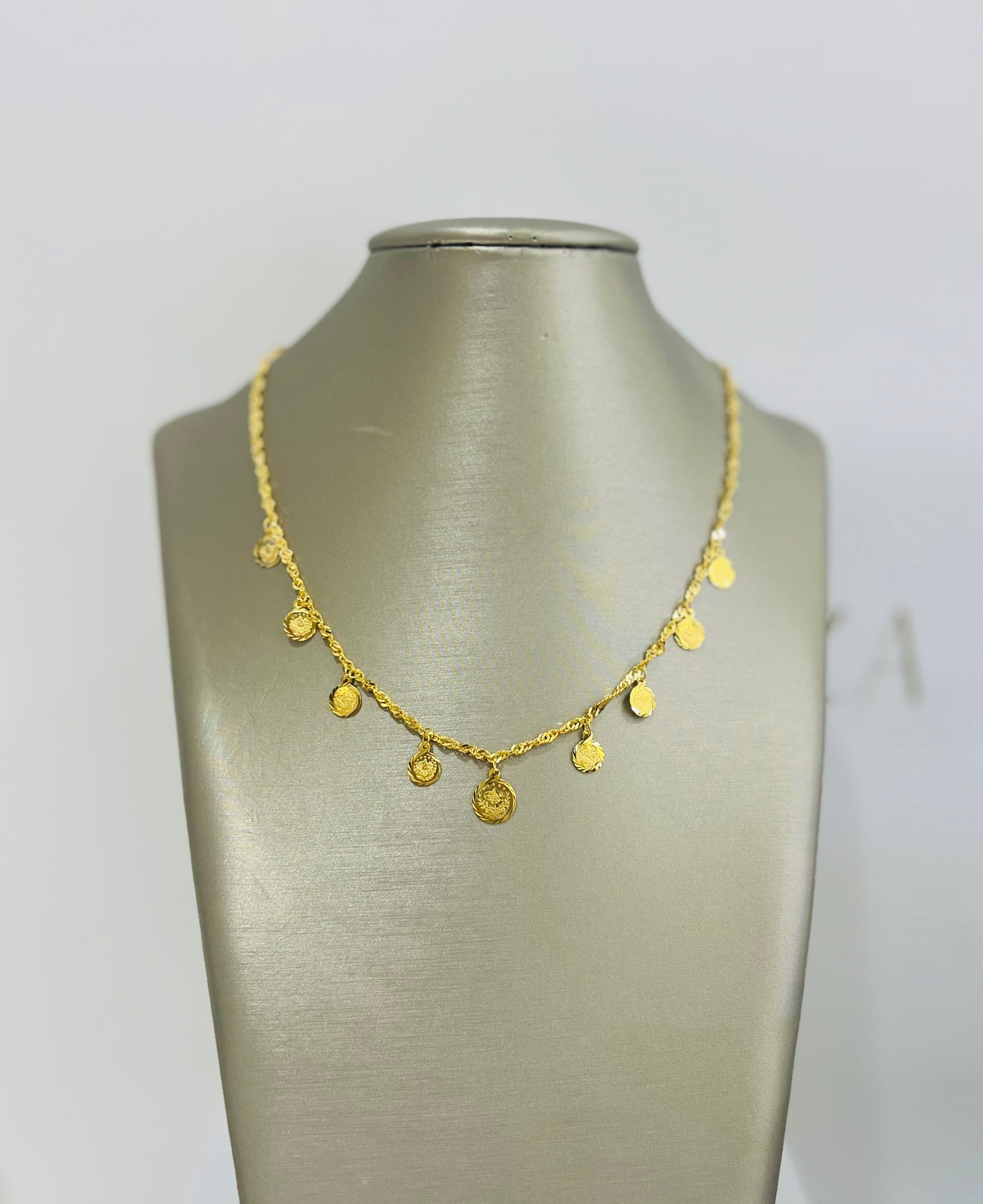 21k Gold Turkish Coin Charm Necklace