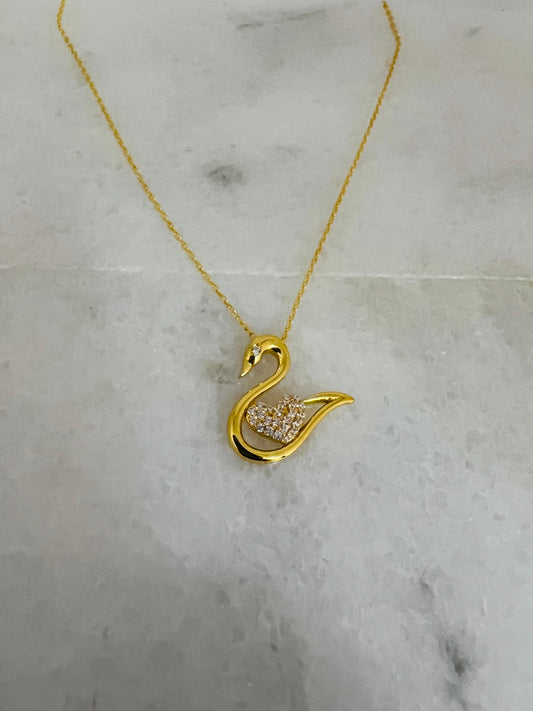 21K Gold Swan Necklace